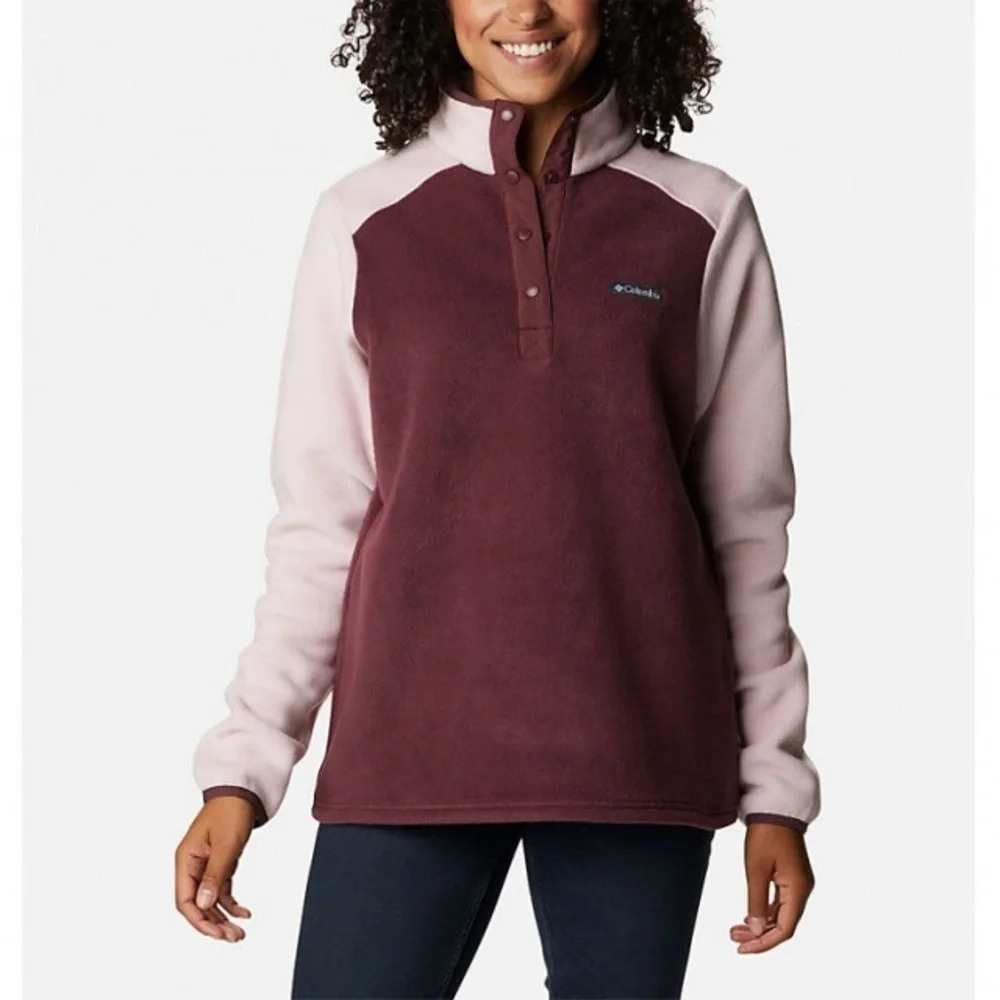 Columbia Womens size XL Mount Cannon‎ Pink 1/2 Snap Fleece Pullover Fleece Top